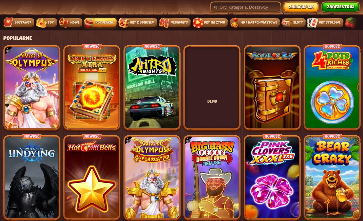 Automaty, jackpoty i stoły na żywo w Roostino Casino